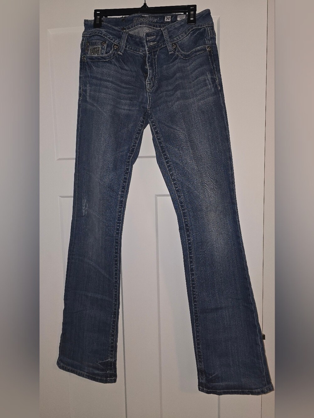 Miss Me Dark Blue Flare Jeans, Low Rise